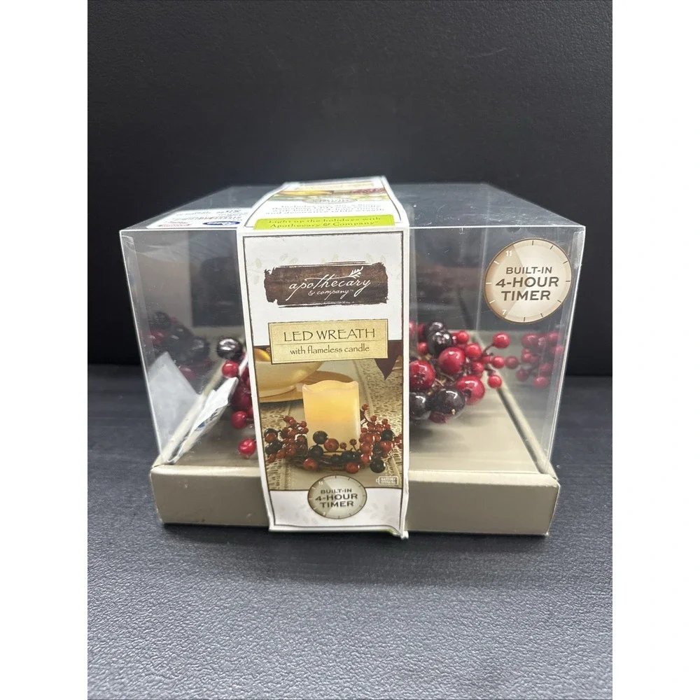 Apothecary and Company Christmad Wreath Centerpiece with flameless candle